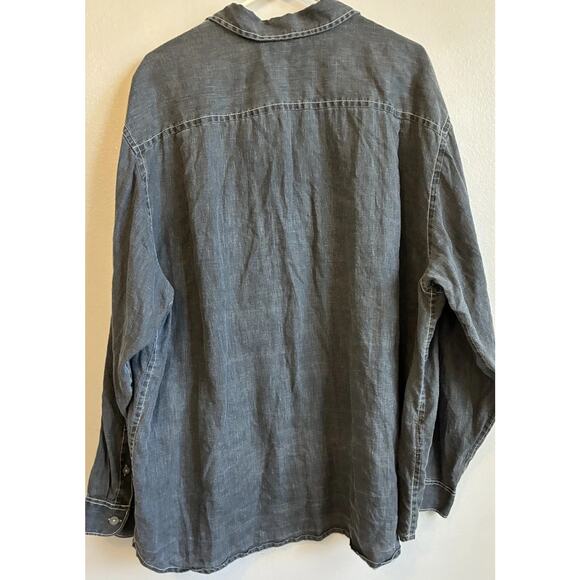 Tommy Bahama 100% Linen Shirt Mens 2XLB Long Sleeve Charcoal Black Breezer $110 - Picture 9 of 12